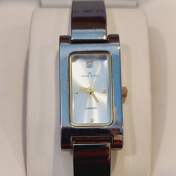 NIB ANNE KLEIN II STAINLESS STEEL DIAMOND ACCENTED WATCH - Picture 4 of 13